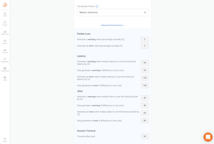 Network Monitoring Dashboard - Obkio Demo Vthresholds 700Px
