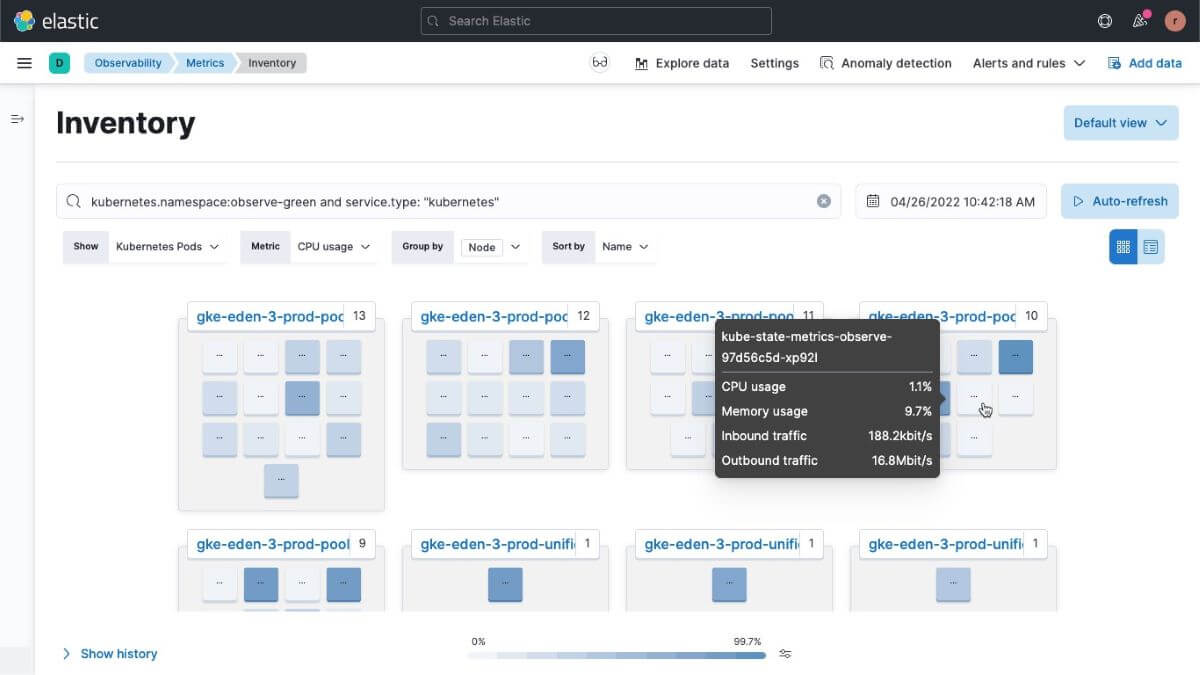 elastic observability network auditing tool screenshot 2