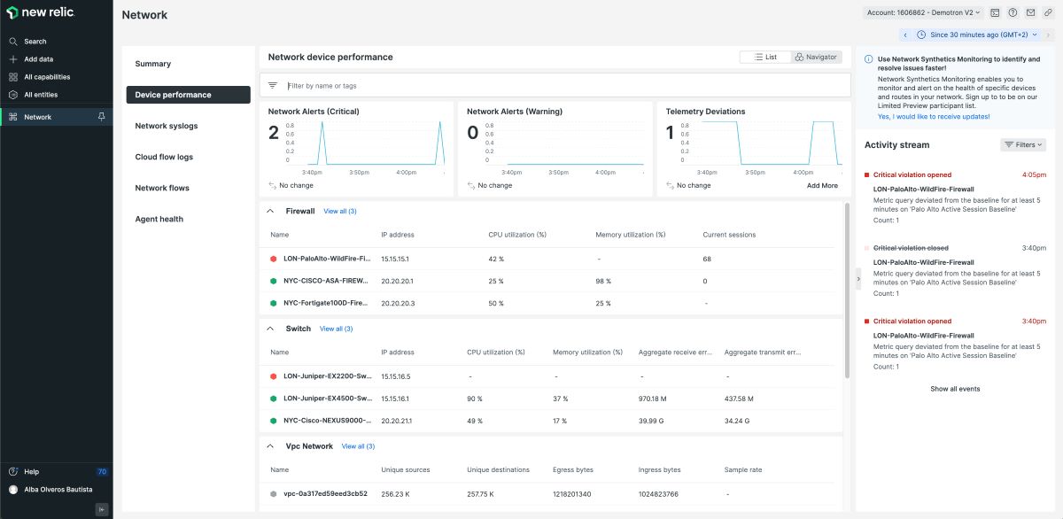 new relic network auditing tool screenshot 1