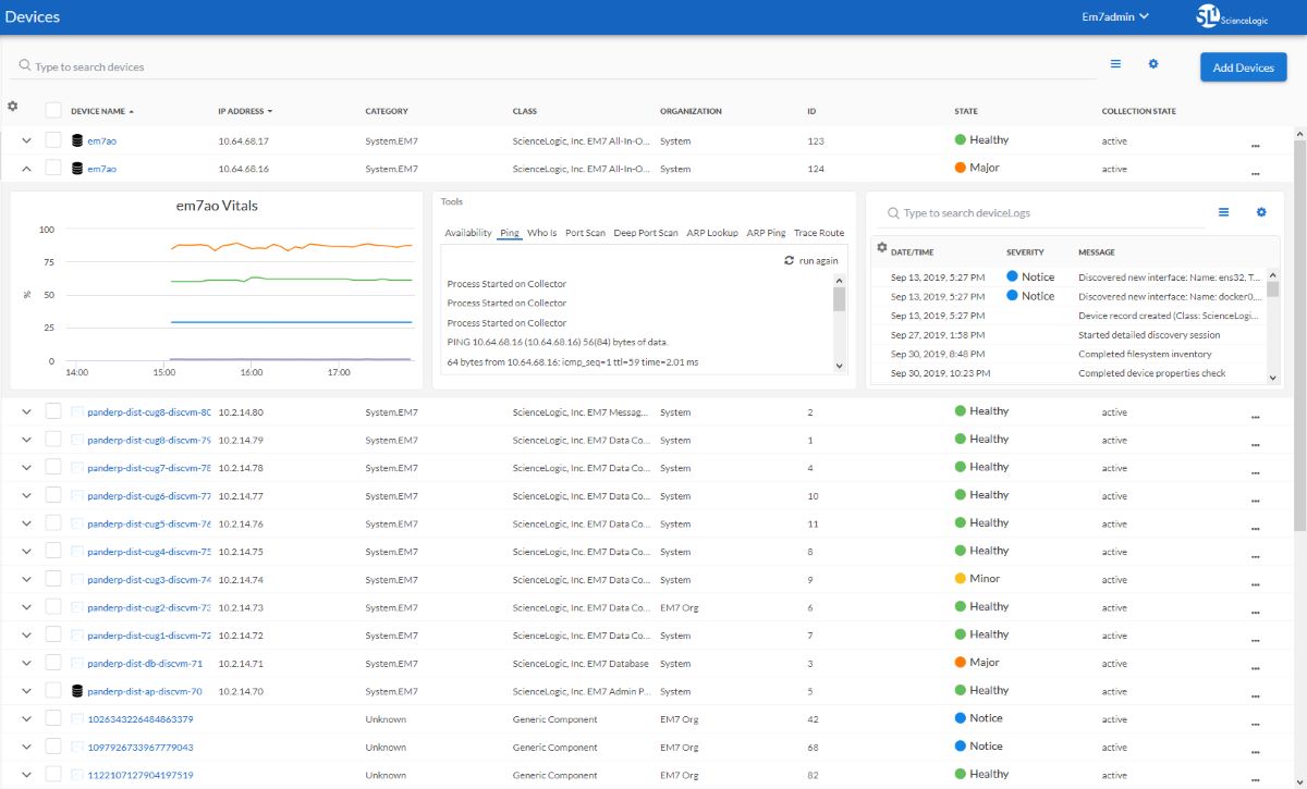 science logic network auditing software screenshot 1