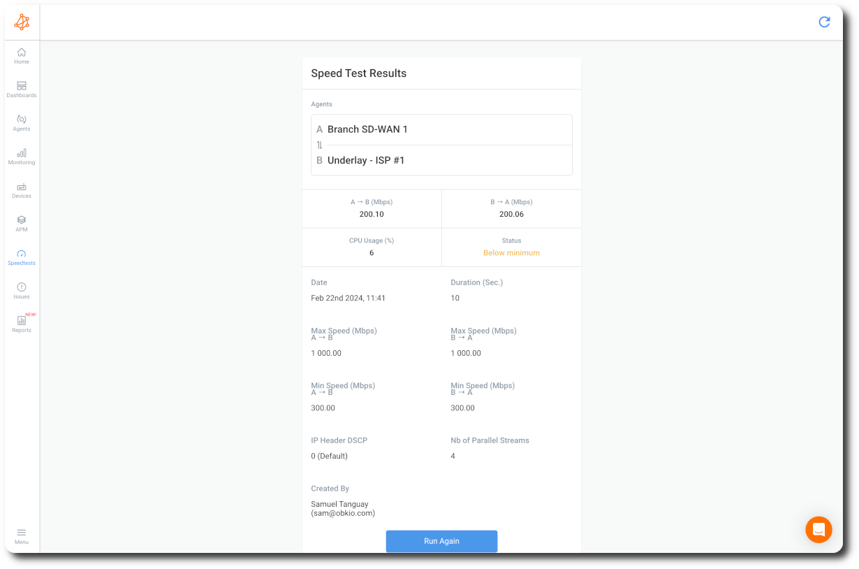 Obkio speed test tool - Network Map